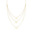 Three-Strand &quot;Mom&quot; Layered Necklace in 14kt Yellow Gold