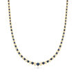 8.75 ct. t.w. Sapphire and 1.50 ct. t.w. Diamond Tennis Necklace in 18kt Gold Over Sterling