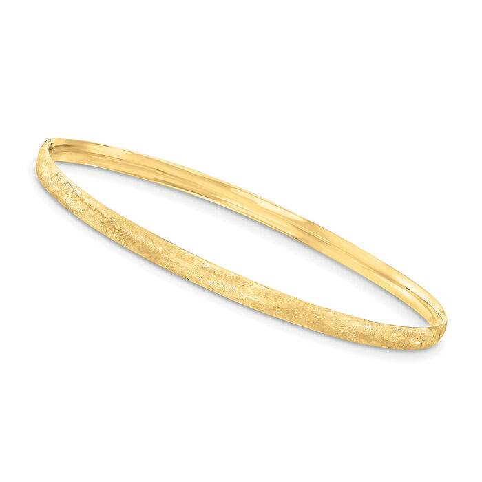Italian 10kt Yellow Gold Brushed Bangle Bracelet
