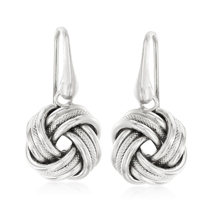 Italian Sterling Silver Love Knot Drop Earrings