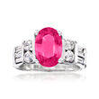C. 1995 Vintage 2.82 Carat Pink Tourmaline and 1.50 ct. t.w. Diamond Ring in 14kt White Gold
