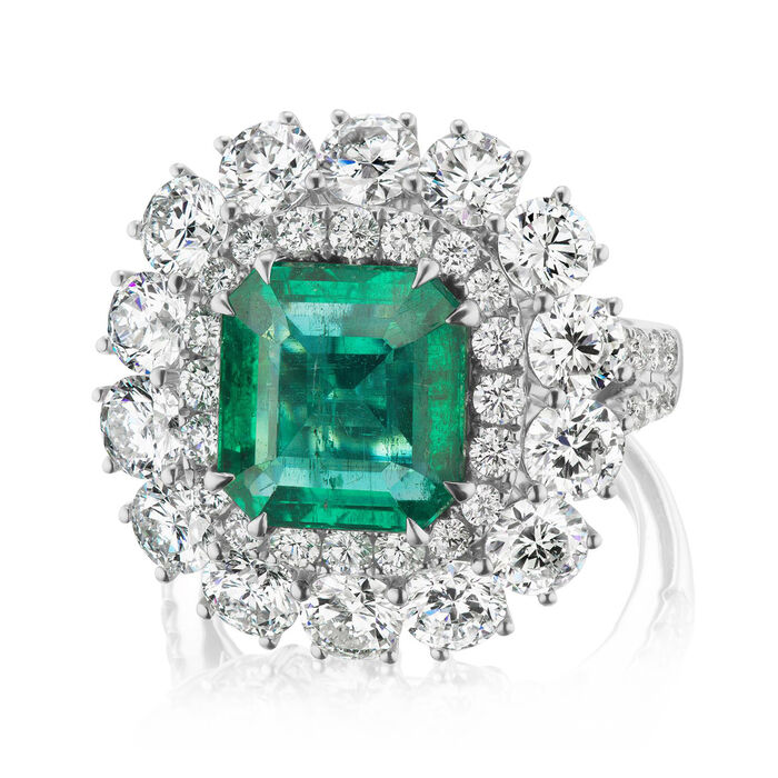4.75 Carat Emerald and 4.86 ct. t.w. Diamond Ring in 18kt White Gold