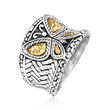 Sterling Silver and 18kt Yellow Gold Bali-Style Butterfly Ring