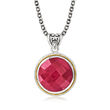 16.00 Carat Ruby Pendant Necklace in Sterling Silver with 18kt Yellow Gold