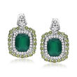 Green Chalcedony and 1.60 ct. t.w. Peridot Drop Earrings with .70 ct. t.w. White Topaz in Sterling Silver