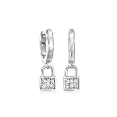 .10 ct. t.w. Diamond Padlock Hoop Drop Earrings in Sterling Silver