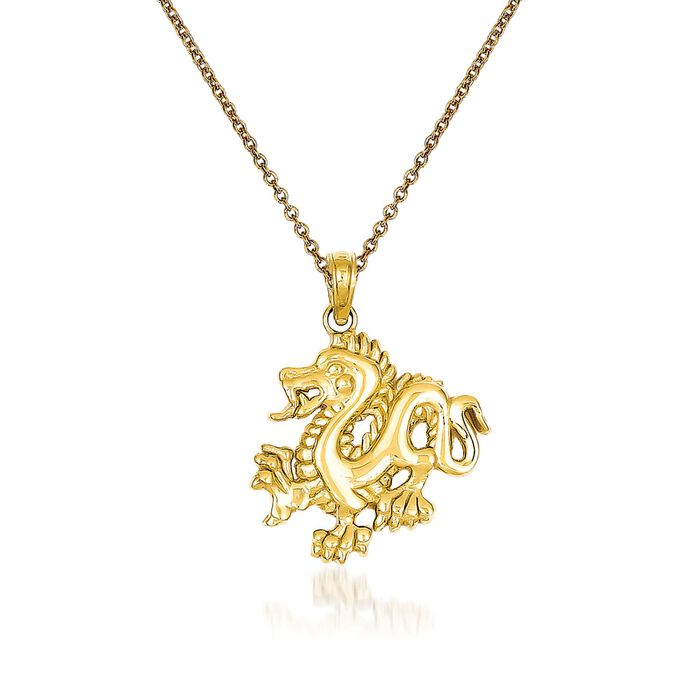 14kt Yellow Gold Dragon Pendant Necklace