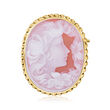 C. 1980 Vintage Red Agate Cameo Pin/Pendant in 18kt Yellow Gold