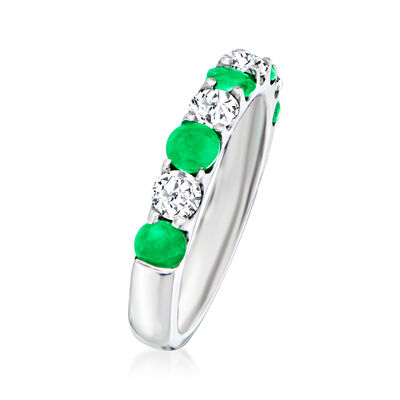 1.00 ct. t.w. Emerald and .68 ct. t.w. Diamond Ring in 14kt White Gold