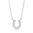 Diamond-Accented Horseshoe Necklace in 14kt White Gold