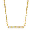 Diamond-Accented Bar Necklace in 18kt Gold Over Sterling