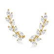 .30 ct. t.w. CZ Leaf Ear Climbers in 14kt Yellow Gold