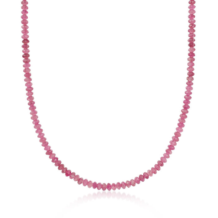 60.00 ct. t.w. Pink Tourmaline Bead Necklace with 14kt Yellow Gold Magnetic Clasp
