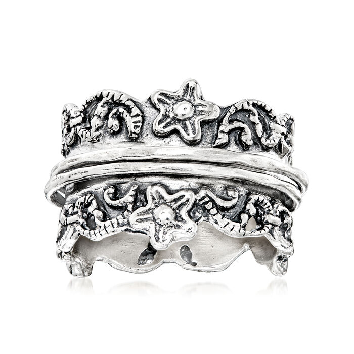 Sterling Silver Sea Life Spinner Ring