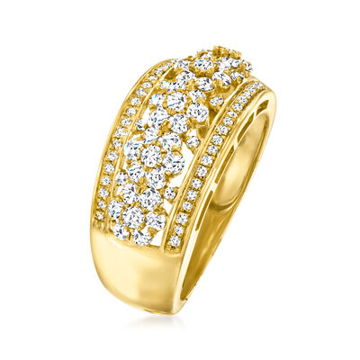 1.05 ct. t.w. Diamond Flower Ring in 14kt Yellow Gold