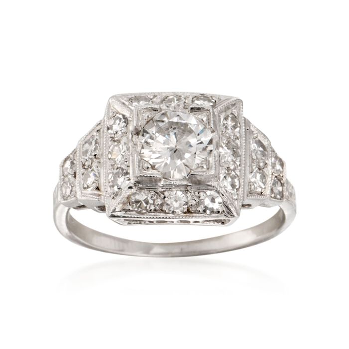 C. 1990 Vintage 1.20 ct. t.w. Certified Diamond Ring in Platinum