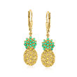 .40 ct. t.w. Yellow Sapphire and .30 ct. t.w. Emerald Pineapple Drop Earrings in 18kt Gold Over Sterling
