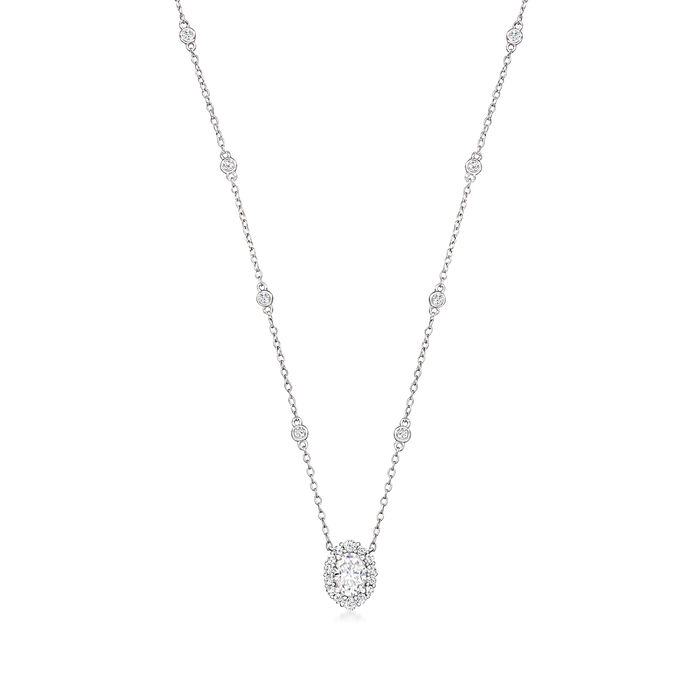 1.44 ct. t.w. Moissanite Oval Pendant Necklace in Sterling Silver