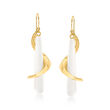 White Agate Spiral Drop Earrings in 14kt Yellow Gold