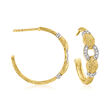 .16 ct. t.w. Diamond C-Hoop Earrings in 18kt Gold Over Sterling