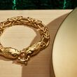 Italian 24kt Gold Over Sterling Byzantine Double Lion Head Bracelet