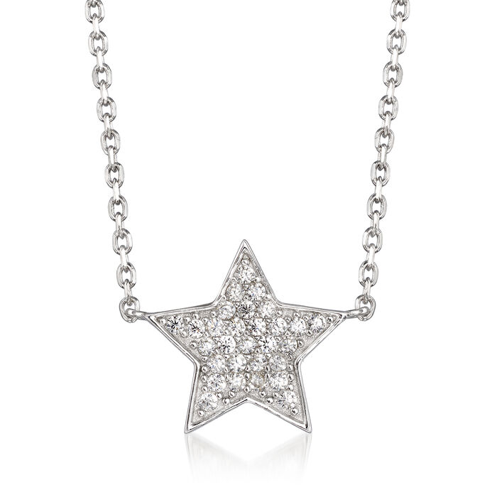 .20 ct. t.w. Pave CZ Star Necklace in Sterling Silver
