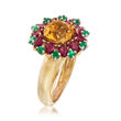 C. 1980 Vintage 3.35 ct. t.w. Multi-Gem Flower Cluster Ring in 18kt Yellow Gold
