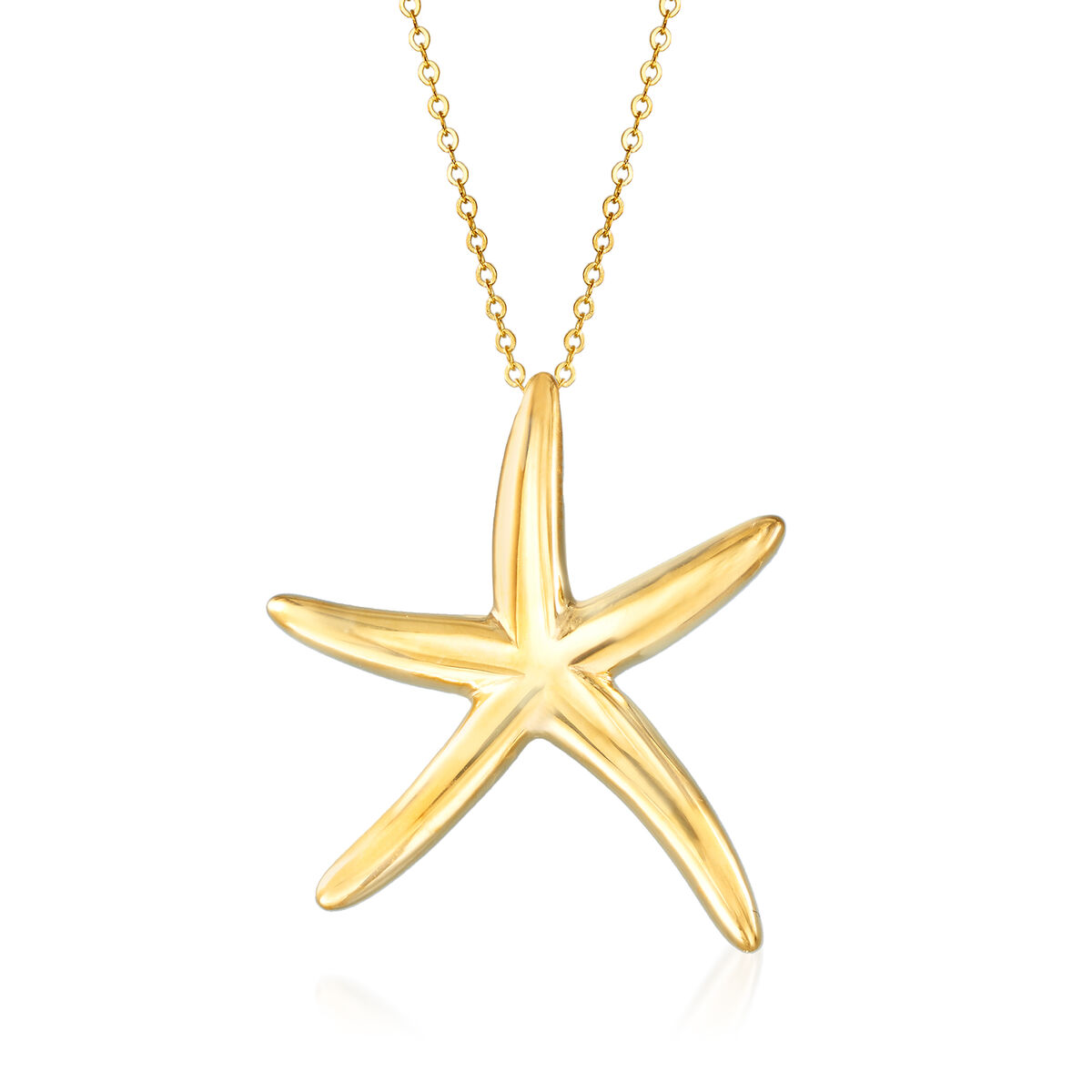 Jewel Tie Solid 14K Yellow Gold Starfish Pendant Charm 15x15 mm 
