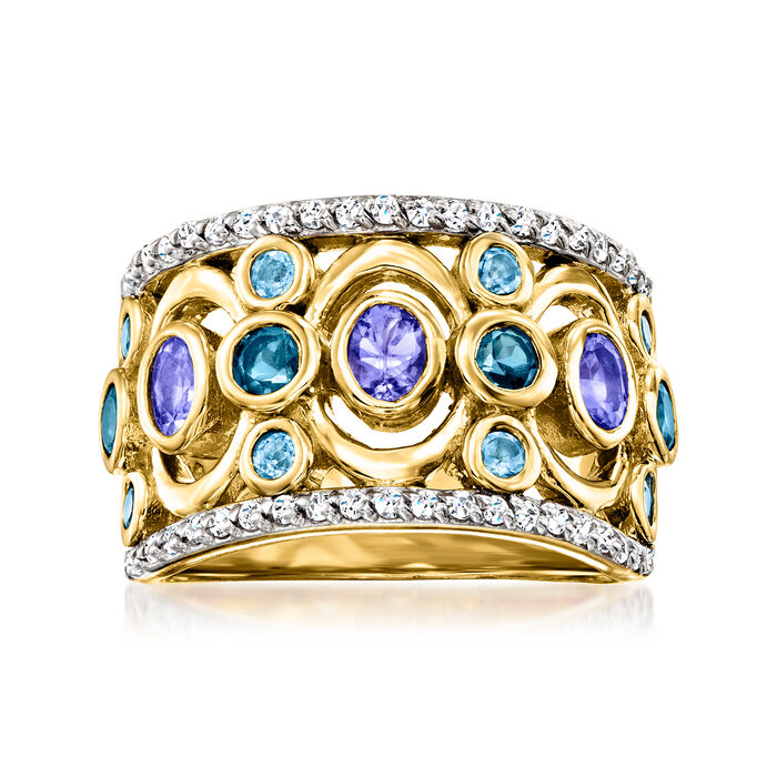 1.80 ct. t.w. Multi-Gemstone Ring in 18kt Gold Over Sterling