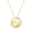 Italian Mother-of-Pearl Cat Pendant Necklace in 14kt Yellow Gold