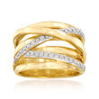 .34 ct. t.w. Diamond Highway Ring in Sterling Silver and 18kt Gold Over Sterling Silver