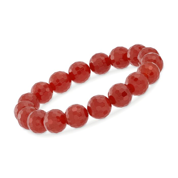 10-11mm Red Agate Bead Stretch Bracelet