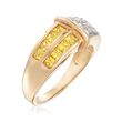 C. 1990 Vintage 1.00 ct. t.w. Yellow Sapphire and .35 ct. t.w. Diamond Ring in 14kt Yellow Gold