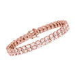14.00 ct. t.w. Morganite and .45 ct. t.w. Diamond Two-Row Bracelet in 18kt Rose Gold Over Sterling
