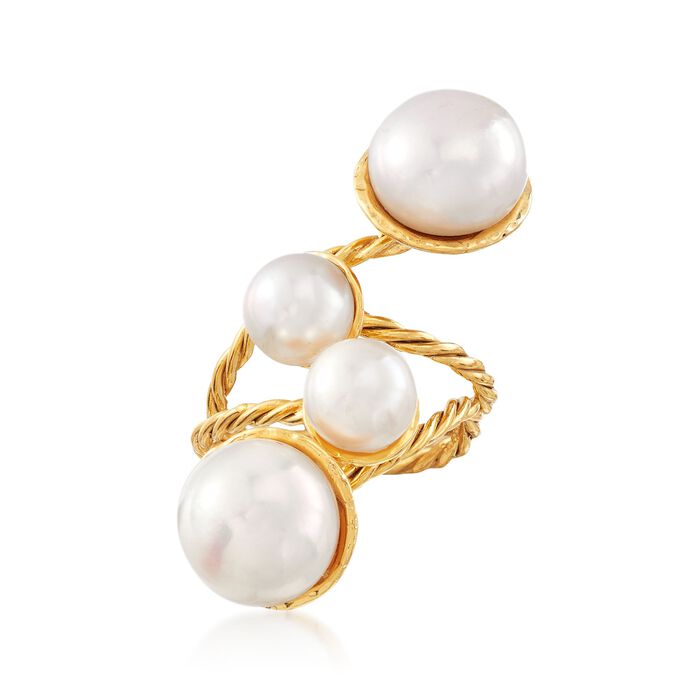 7-10mm Cultured Pearl Ring in 18kt Yellow Gold Over Sterling Silver