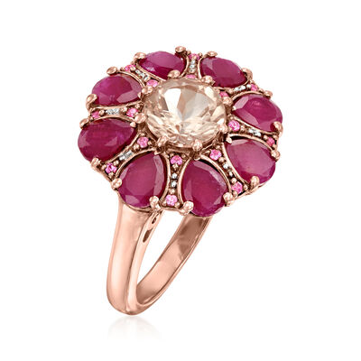 5.40 ct. t.w. Multi-Gemstone Ring in 18kt Rose Gold Over Sterling