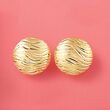 Italian 18kt Yellow Gold Diamond-Cut and Textured Dome Earrings