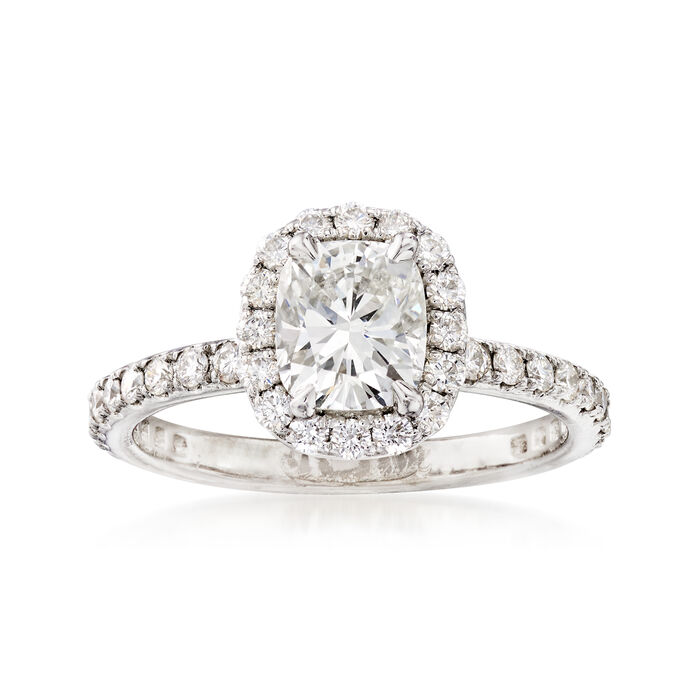 C. 2005 Vintage 1.58 ct. t.w. Diamond Halo Engagement Ring in Platinum