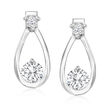1.40 ct. t.w. CZ Jewelry Set: Pendant Necklace and Drop Earrings in Sterling Silver
