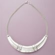 Sterling Silver Crescent-Shaped Bar and Cable Chain Necklace