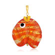 Italian Multicolored Murano Glass Fish Pendant with 18kt Gold Over Sterling