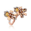 6.30 ct. t.w. Multicolored Diamond Floral Ring in 18kt Rose Gold