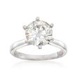3.00 Carat Synthetic Moissanite Solitaire Ring in 14kt White Gold