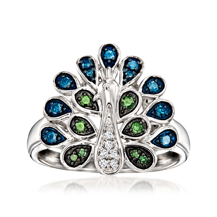 .25 ct. t.w. Multicolored Diamond Peacock Ring in Sterling Silver