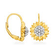 .40 ct. t.w. White Topaz Sunflower Drop Earrings in 18kt Gold Over Sterling