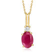 1.10 Carat Ruby Pendant Necklace with Diamond Accent in 14kt Yellow Gold