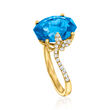 5.50 Carat London Blue Topaz and .21 ct. t.w. Diamond Butterfly Ring in 14kt Yellow Gold