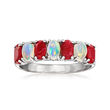 Opal and 1.30 ct. t.w. Ruby Ring in Sterling Silver