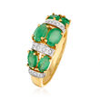 1.80 ct. t.w. Emerald and .10 ct. t.w. Diamond Ring in 14kt Yellow Gold
