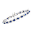 5.50 ct. t.w. Sapphire and 1.25 ct. t.w. Diamond Bracelet in 14kt White Gold